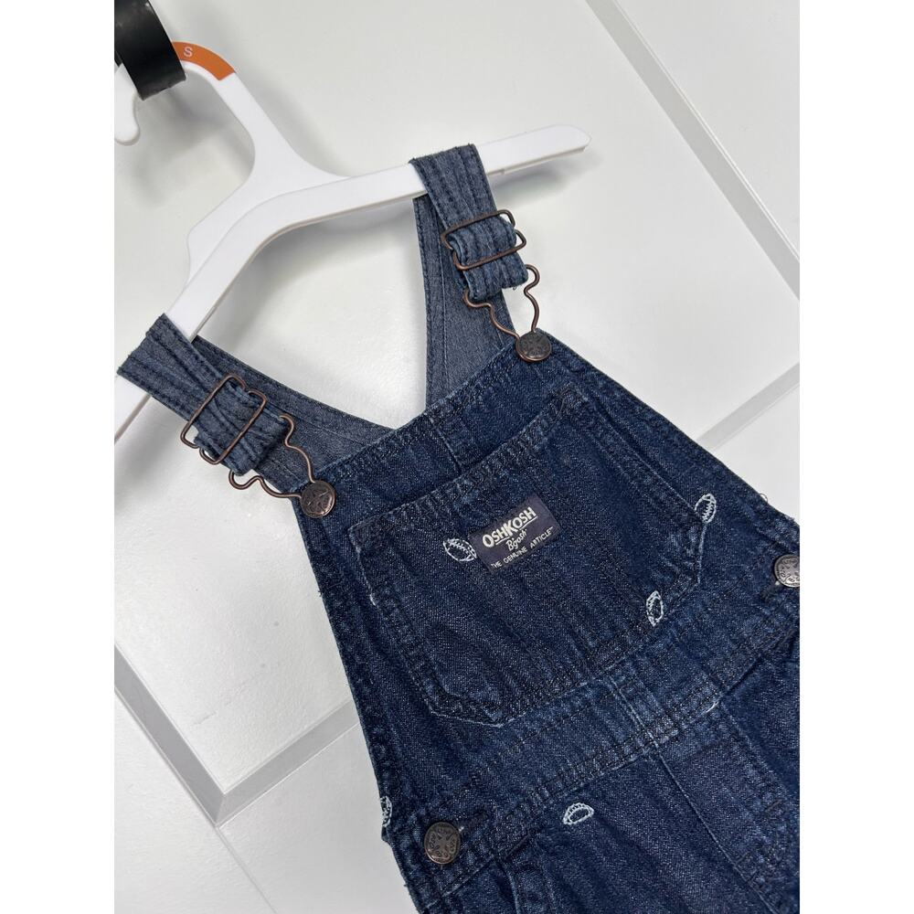 OshKosh‎ B’gosh Football Embroidered Denim Overalls Blue Size 18M - Picture 2 of 11